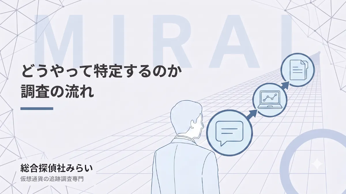 調査の流れを示す図解。相談から分析、調査報告書の作成までの3段階
