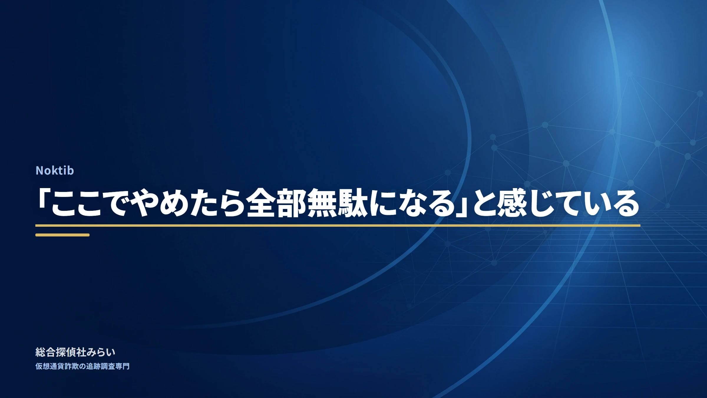 Noktib(調査記録)|「ここでやめたら全部無駄になる」と感じている
